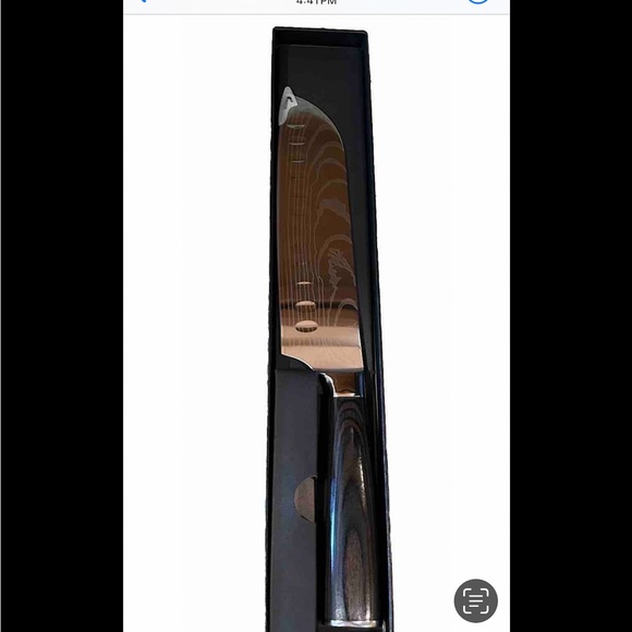 Pakkawood Santoku 7 inch knife Damascus pattern steel - Picture 4 of 4